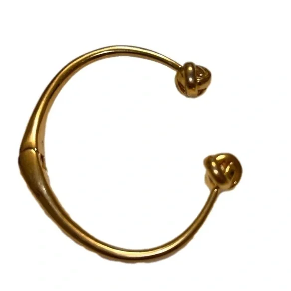𝅺Kate Spade Knot Hinged Gold Open Bangle Cuff - Picture 3 of 5